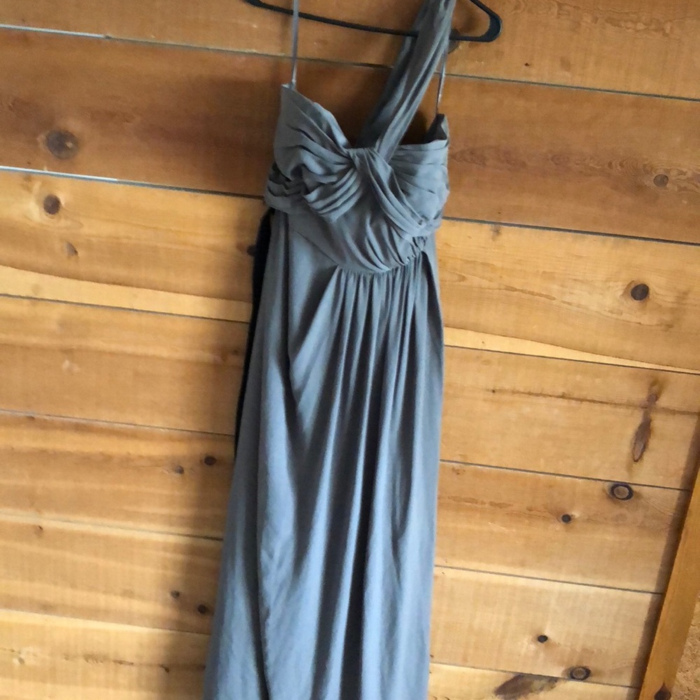 Vera Wang White,  Gray one shoulder strap dress